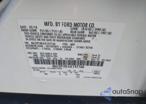 2018 Ford Ecosport S from USA, damaged, VIN MAJ3P1RE4JC197760